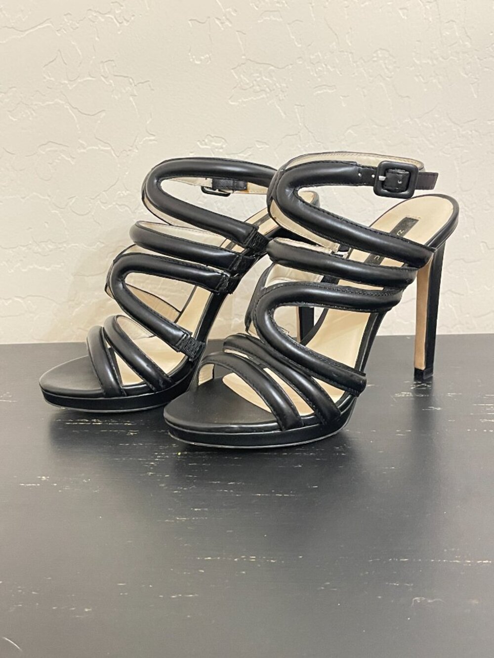 Zara Heels Basic Collection Black Strappy High Heels Sandals Shoes Size 6 36